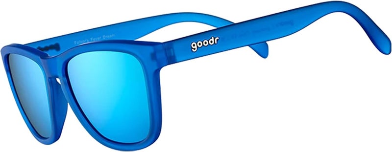 Goodr Falkor's Fever Dream Polarized Sunglasses, Medium Sized (OG), Dark Blue Translucent Frame with Light Blue Mirrored Reflective Lenses, UV400 Protection, No Slip, No Bounce - Image 1
